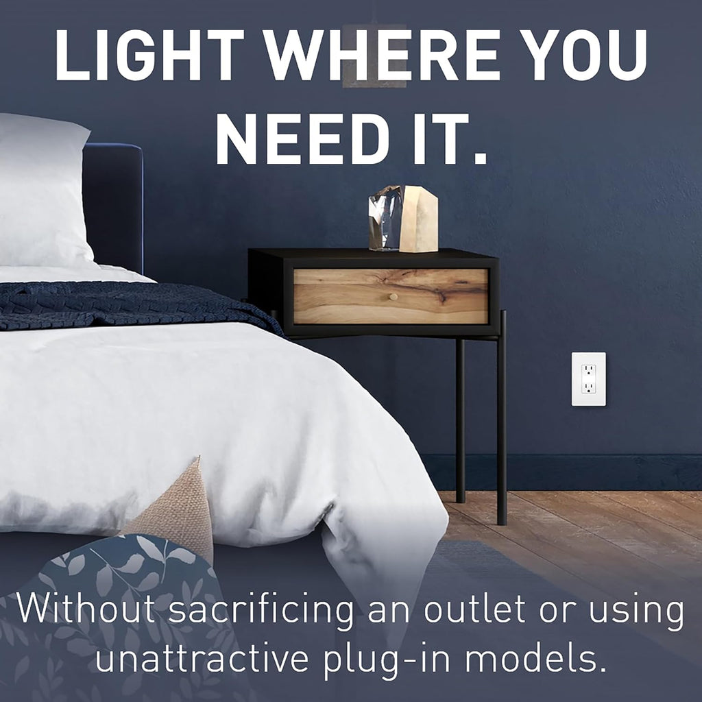 Legrand Radiant Adjustable LED Night Light Outlet, Nightlight Electrical Outlets, Tamper Resistant, Safe for Kids, White, NTL885TRWCC6