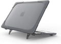 Macbook Air 13 Inch Case 2020 2019 2018 Release A2337 M1 A2179 A1932, Heavy Duty Slim Hard Shell Protective Cover with Fold Kickstand for Macbook Air 13 Retina with Touch ID -Grey