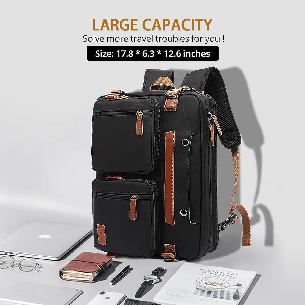 3 in 1 Laptop Bag for Men, 17.3 Inch Work Bags for Men, Laptop Backpack, Briefcases, Messenger Bag, Computer Bags for Laptops for Men Women, Black
