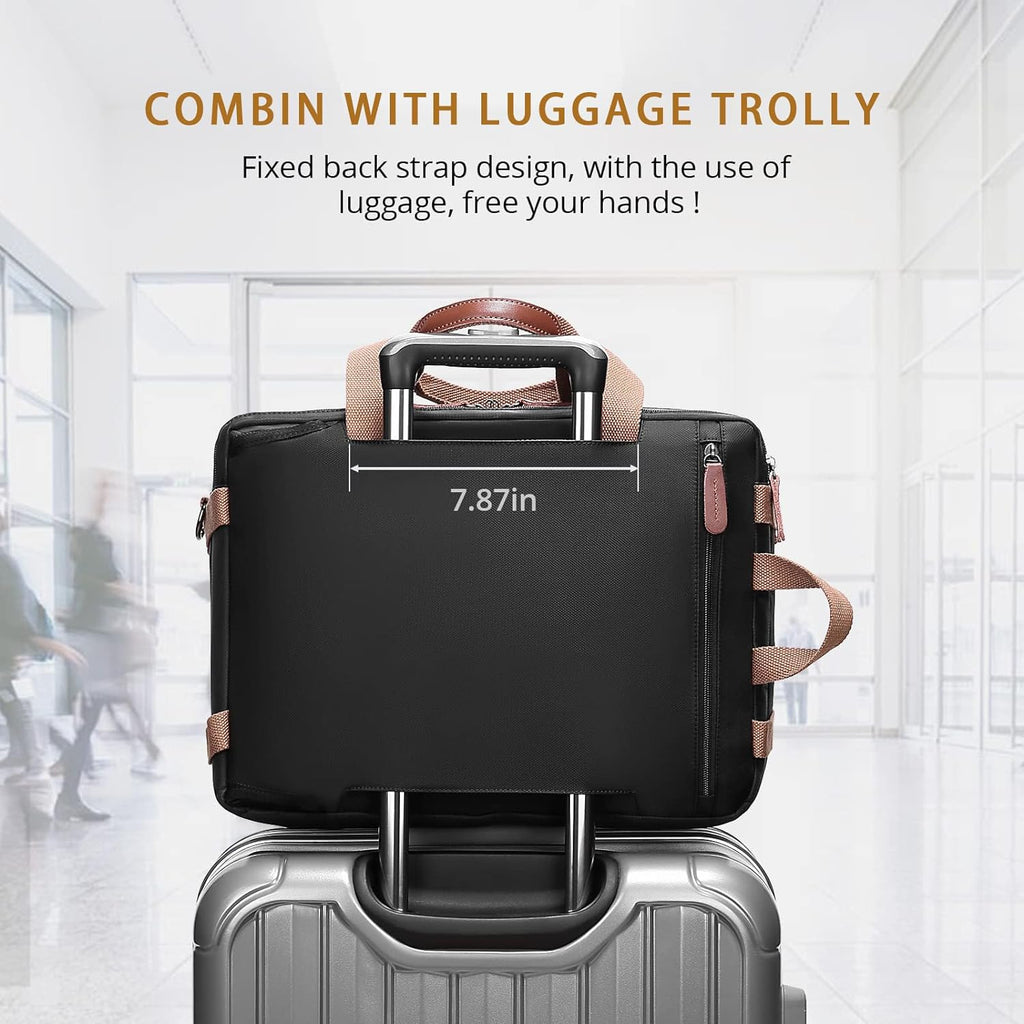 3 in 1 Laptop Bag for Men, 17.3 Inch Work Bags for Men, Laptop Backpack, Briefcases, Messenger Bag, Computer Bags for Laptops for Men Women, Black