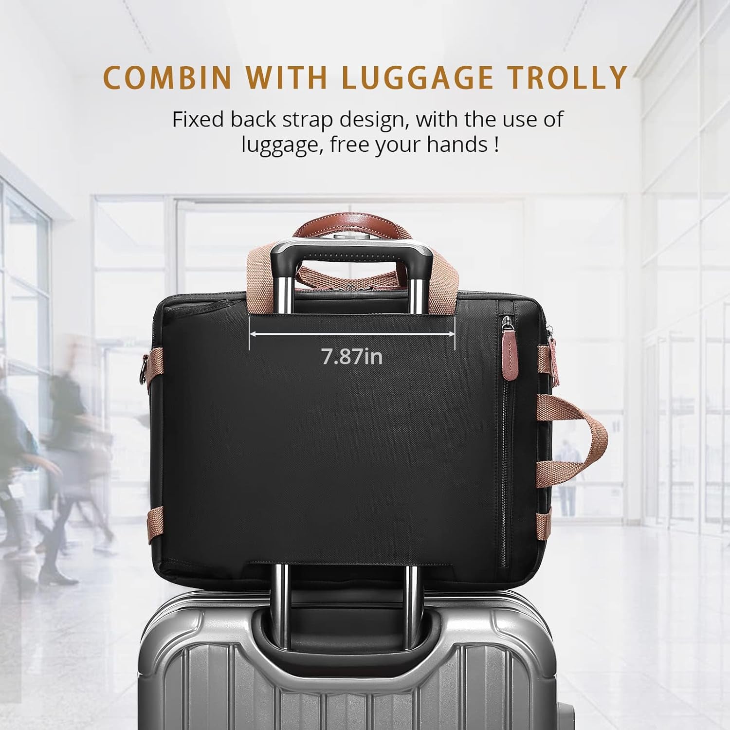 3 in 1 Laptop Bag for Men, 17.3 Inch Work Bags for Men, Laptop Backpack, Briefcases, Messenger Bag, Computer Bags for Laptops for Men Women, Black