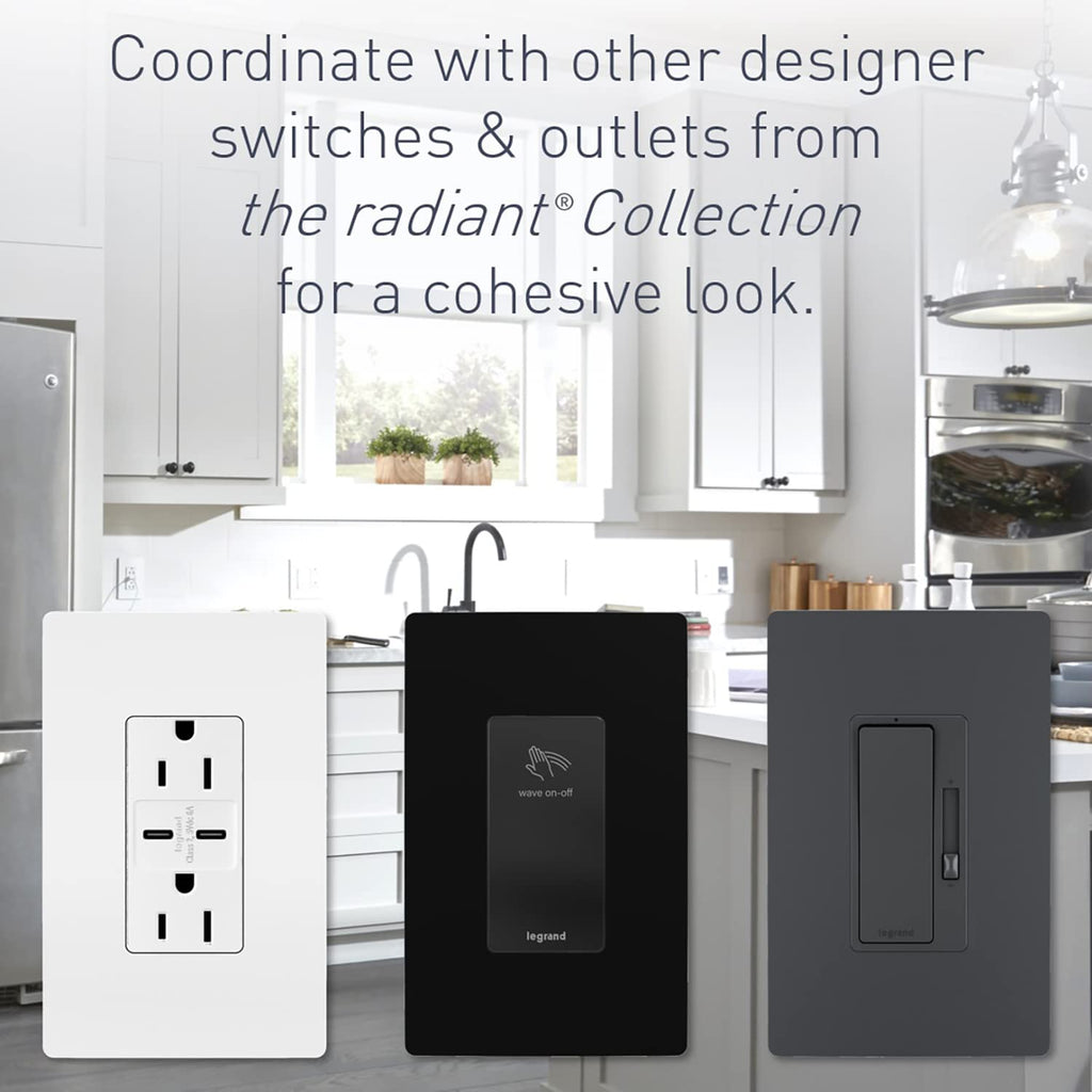 Legrand Radiant Adjustable LED Night Light Outlet, Nightlight Electrical Outlets, Tamper Resistant, Safe for Kids, White, NTL885TRWCC6